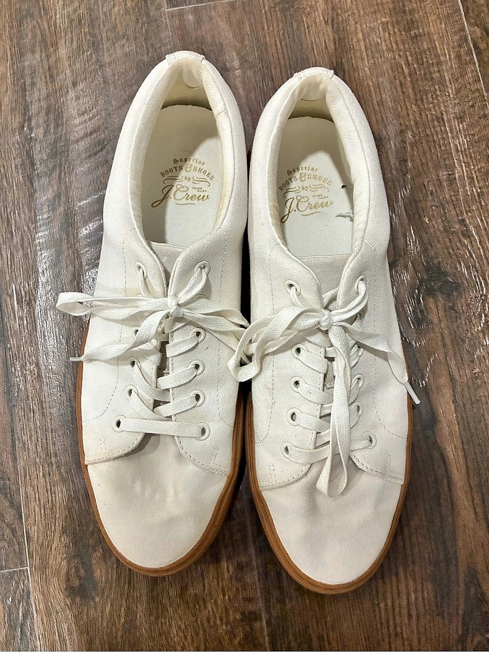 JCrew Men’s Leather Sneakers in White & Brown size 11